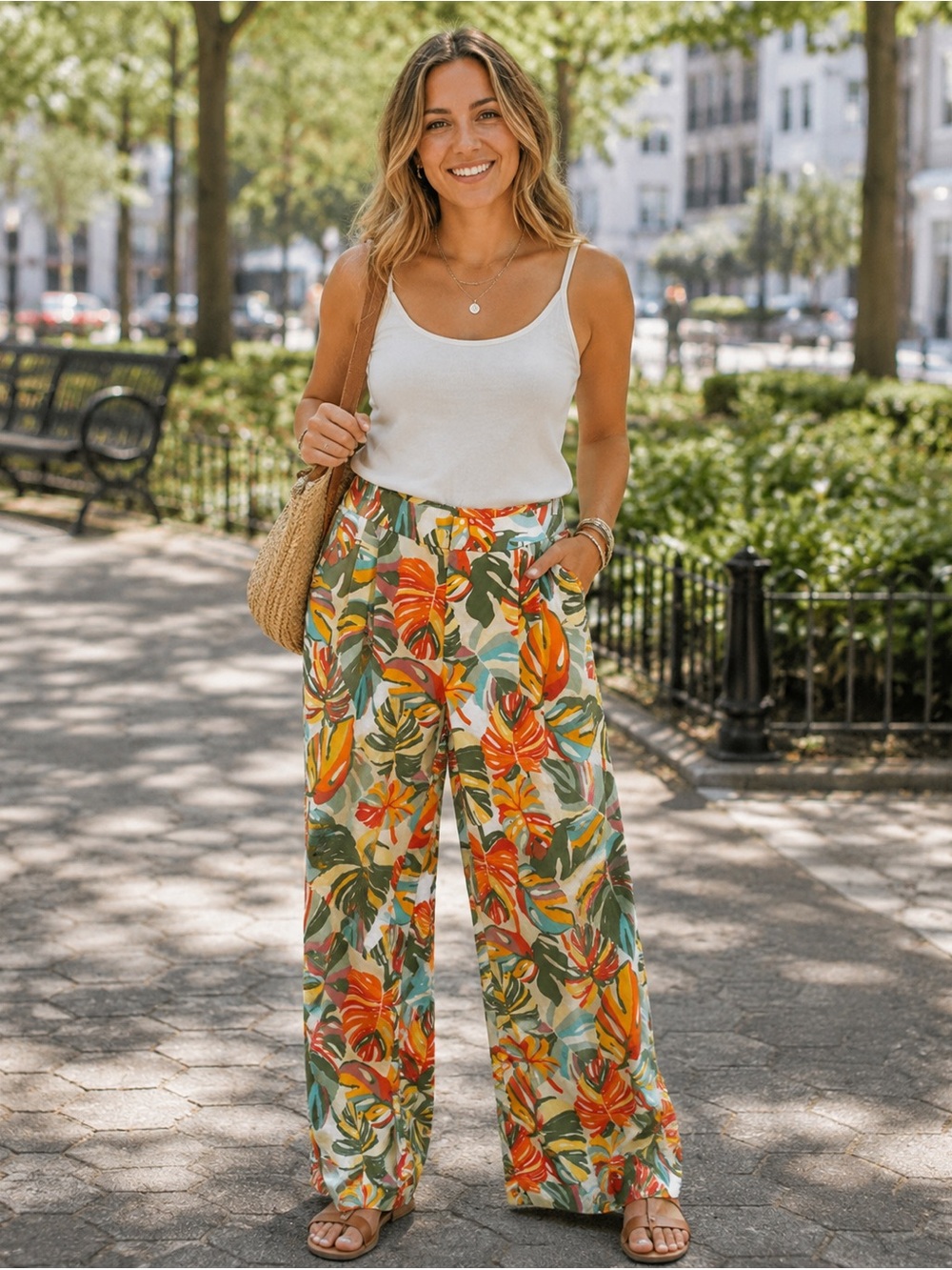 IMAN Tropical Print Pant